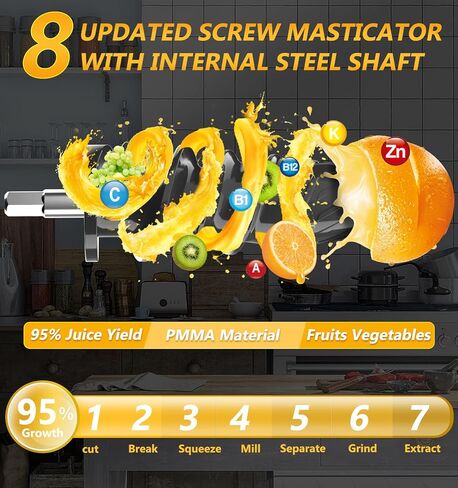 Juicer Machines, Fezen Slow Masticating Juicer Extractor, Cold Press Juicer with Two Speed Modes, Quiet Motor/Reverse Function, Higher Juice Yield Slow Juicer for Vegetables & Fruits, Easy to Clean in Kuwait