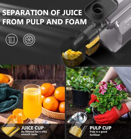Juicer Machines, Fezen Slow Masticating Juicer Extractor, Cold Press Juicer with Two Speed Modes, Quiet Motor/Reverse Function, Higher Juice Yield Slow Juicer for Vegetables & Fruits, Easy to Clean in Kuwait