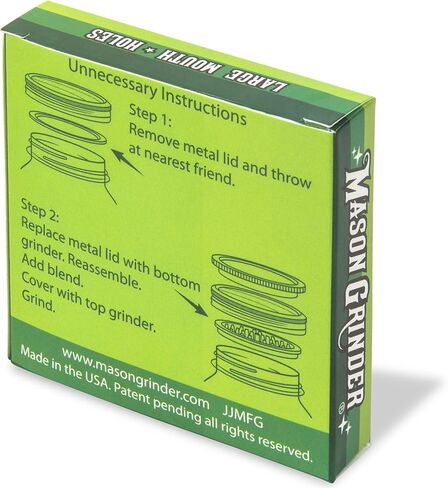 2 Piece Herb Grinder with Holes by Mason Grinder - Large Mouth - 2 Piece Herb Grinder with Holes - Fits on Wide Mason Jars (Jar Not Included) in Kuwait