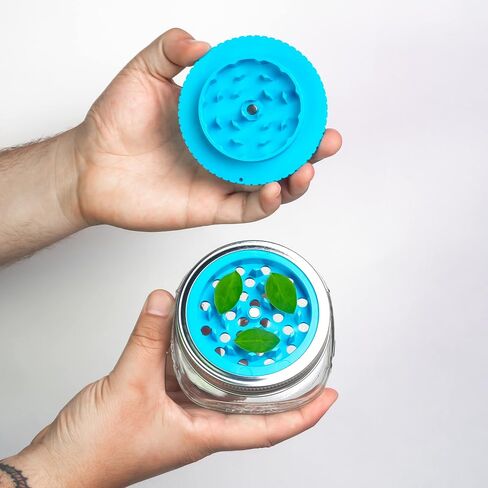 2 Piece Herb Grinder with Holes by Mason Grinder - Large Mouth - 2 Piece Herb Grinder with Holes - Fits on Wide Mason Jars (Jar Not Included) in Kuwait