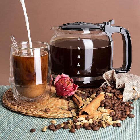 Mixpresso 12 Cup Drip Coffee Maker, Coffee Pot with Reusable Filter, Black | Glass Carafe Coffee Machine with Auto-Off, Anti-Drip, Water Window and Easy On/Off Switch for Convenient Everyday Brewing in Kuwait