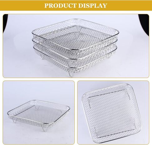 رف مقلاة هوائية للدوامة الفورية: 3 قطع مقاس 8 انش وثلاثة رفوف قابلة للتكديس من الستانلس ستيل، سلة تجفيف للمقلاة الهوائية لكوسوري وانستانت فورتكس ونوويف ونينجا in Kuwait