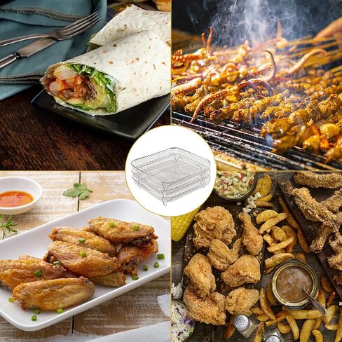 رف مقلاة هوائية للدوامة الفورية: 3 قطع مقاس 8 انش وثلاثة رفوف قابلة للتكديس من الستانلس ستيل، سلة تجفيف للمقلاة الهوائية لكوسوري وانستانت فورتكس ونوويف ونينجا in Kuwait