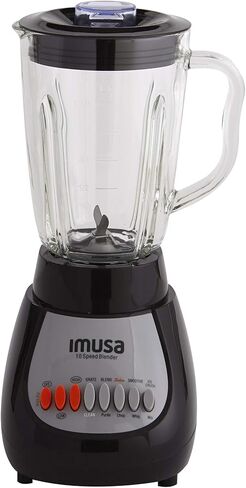 خلاط IMUSA USA GAU-80313B أسود 10 سرعات مع وعاء زجاجي 4، 42 أونصة in Saudi Arabia