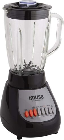 خلاط IMUSA USA GAU-80313B أسود 10 سرعات مع وعاء زجاجي 4، 42 أونصة in Saudi Arabia