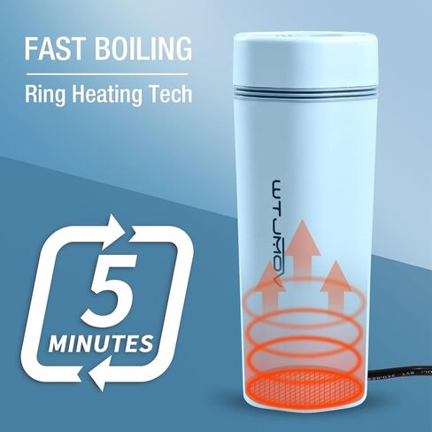 WTJMOV Mini Electric Tea Kettle, Travel Electric Kettle Stainless Steel Fast Boiling, Auto Shut-off 350ML Portable Tea Maker for Offices, Dorms, Travel and More in Saudi Arabia
