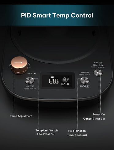 INTASTING Gooseneck Electric Kettle, 0.9L Pour Over Kettle with Precise 1℉ Temperature Control, Stainless Steel Inner, 1200W Quick Heating, for Coffee Master, Matte Black in Kuwait
