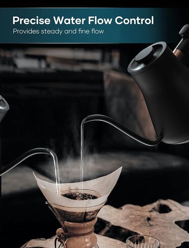INTASTING Gooseneck Electric Kettle, 0.9L Pour Over Kettle with Precise 1℉ Temperature Control, Stainless Steel Inner, 1200W Quick Heating, for Coffee Master, Matte Black in Kuwait