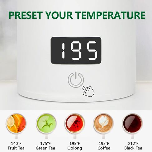 Portable Electric Kettle Small Mini Coffee Tea Kettle, Personal Fast Water Boiler with 4 Variable Presets Temperature, 304 Stainless Steel with Auto Shut-Off & Boil Dry Protection, BPA Free (White) in Saudi Arabia