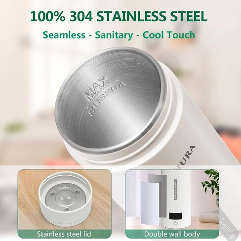 Portable Electric Kettle Small Mini Coffee Tea Kettle, Personal Fast Water Boiler with 4 Variable Presets Temperature, 304 Stainless Steel with Auto Shut-Off & Boil Dry Protection, BPA Free (White) in Saudi Arabia