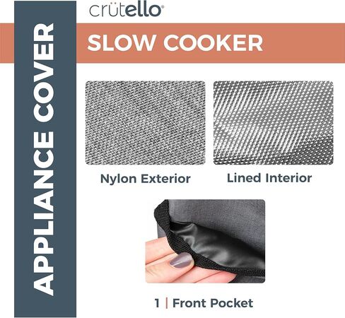 Crutello Crock Pot Cover Compatible with Hamilton Beach 6, 7 or 8 Quart Slow Cooker, Waterproof Crock Pot Cover - Small Appliance Dust Cover 18.57" x 8.5" x 11.75" - Black Crockpot Cover Dustproof in Saudi Arabia