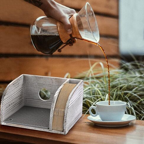 ELLDOO Bamboo Coffee Organizer Stand, Compatible with Chemex Coffee Makers, Holds Coffee Maker and Coffee Paper Filters, Fits Collar and Handle Carafes, with Grey Silicone Dripper Mat in Saudi Arabia