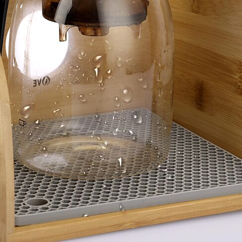 ELLDOO Bamboo Coffee Organizer Stand, Compatible with Chemex Coffee Makers, Holds Coffee Maker and Coffee Paper Filters, Fits Collar and Handle Carafes, with Grey Silicone Dripper Mat in Saudi Arabia
