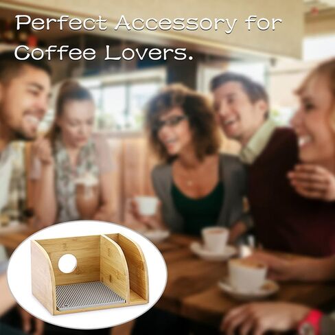 ELLDOO Bamboo Coffee Organizer Stand, Compatible with Chemex Coffee Makers, Holds Coffee Maker and Coffee Paper Filters, Fits Collar and Handle Carafes, with Grey Silicone Dripper Mat in Saudi Arabia