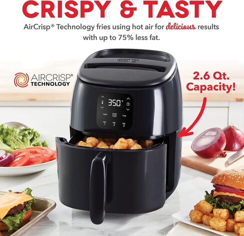 DASH Tasti-CrispTM Digital Air Fryer with AirCrisp Technology, Custom Presets, Temperature Control, and Auto Shut Off Feature, 2.6 Quart - Aqua + Dash 6-Piece Air Fryer Accessory Kit, 2 Quart, Compact in Saudi Arabia