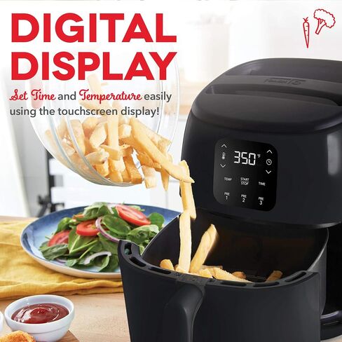 DASH Tasti-CrispTM Digital Air Fryer with AirCrisp Technology, Custom Presets, Temperature Control, and Auto Shut Off Feature, 2.6 Quart - Aqua + Dash 6-Piece Air Fryer Accessory Kit, 2 Quart, Compact in Saudi Arabia