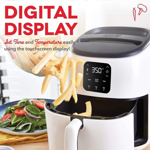 DASH Tasti-CrispTM Digital Air Fryer with AirCrisp Technology, Custom Presets, Temperature Control, and Auto Shut Off Feature, 2.6 Quart - Aqua + Dash 6-Piece Air Fryer Accessory Kit, 2 Quart, Compact in Saudi Arabia