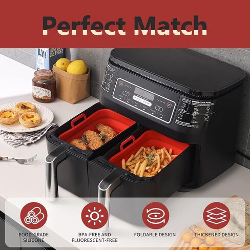 Collapsible Silicone Air Fryer Liners 8QT 10QT Ninja Dual (Gray) in Kuwait