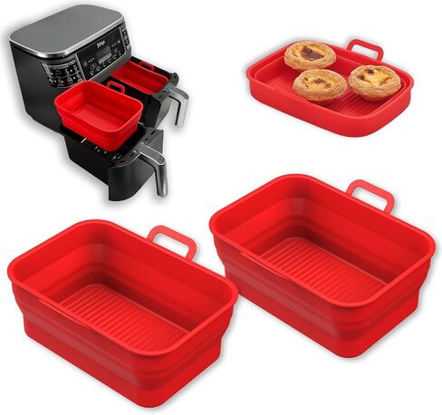 Collapsible Silicone Air Fryer Liners 8QT 10QT Ninja Dual (Gray) in Kuwait