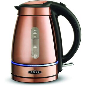 BELLA Electric Kettle & Tea Pot - Ceramic Water Heater with Detachable Swivel Base, Auto Shut Off & Boil Dry Protection, 1.2 Liter, Silver Tile Pattern