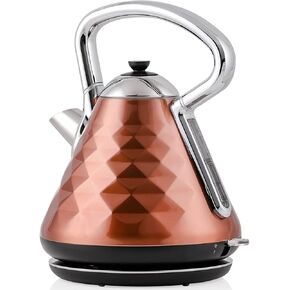 OVENTE Electric Kettle Hot Water Boiler Stainless Steel 1.7 L Automatic Shut-Off 1500W Cleo Collection Cool Touch Handle Portable Brew Coffee Maker Tea Heater w/ Boil Dry Protection, Black KS755B in Saudi Arabia