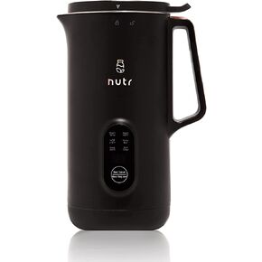 ماكينة صنع حليب الجوز الأوتوماتيكية من NUTR، اللوز محلي الصنع، الشوفان، جوز الهند، الصويا، أو الحليب النباتي والمشروبات غير الألبان، غلي ومزج حصص فردية، ستانلس ستيل، تنظيف ذاتي، أسود/ذهبي وردي in Kuwait