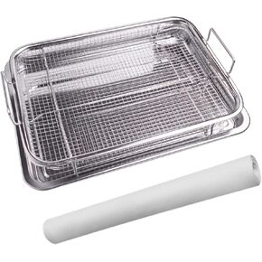 سلة مقلاة هوائية من الستانلس ستيل للفرن من اف اكس تي ان كيه واي واي، مجموعة سلة مقلاة هوائية مع 50 قطعة من ورق البرشمان، مقلاة هوائية مع صينية ومقلاة in Kuwait