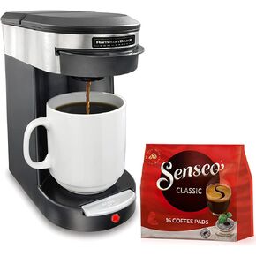 ماكينة صنع القهوة الفاخرة التجارية من سينسيو هاميلتون بيتش، كوب واحد من صانعة القهوة و16 كيس قهوة كلاسيكي مشوي متوسط ​​الحجم، أسود/ستانلس ستيل للضيافة الفردية لمدة 3 دقائق، HDC200S in Kuwait