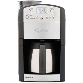 ماكينة صنع القهوة الرقمية Cappresso 465 CoffeeTeam TS سعة 10 أكواب مع مطحنة مخروطية الشكل وإبريق حراري
