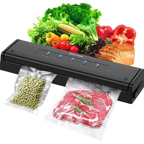 Vacuum Sealer Machine, Automatic Vacuum Sealer for Food Storage and Sous Vide, Dry and Moist Food Modes, Compact Design 15 Inch with 10Pcs Vacuum Sealer Bags Starter Kit, Black in Saudi Arabia