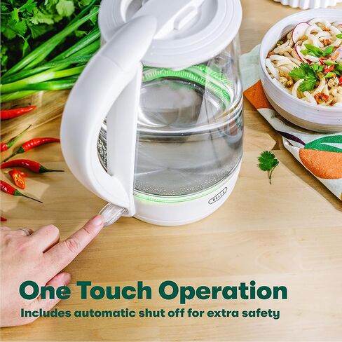 غلاية كهربائية زجاجية سعة 1.7 لتر من بيلا، تغلي 7 أكواب من الماء بسرعة في 6-7 دقائق، تضيء أضواء LED خضراء ناعمة أثناء الغليان، سخان مياه محمول لاسلكي، إيقاف تلقائي بدون هموم، أسود in Kuwait
