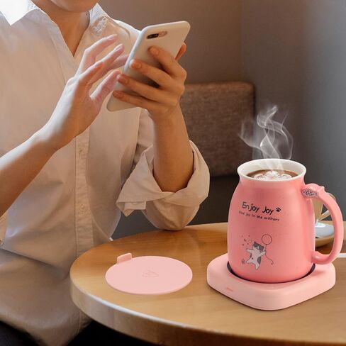 Bsigo Smart Coffee Mug Warmer & Cute Cat Mug Set, Beverage Cup Warmer for Desk Home Office, Candle Warmer Plate for Milk Tea Water with Two Temperature Setting(Up to 140℉/ 60℃), 8 Hour Auto Shut Off in Kuwait