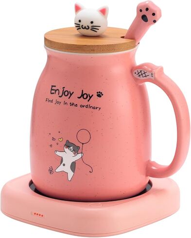 Bsigo Smart Coffee Mug Warmer & Cute Cat Mug Set, Beverage Cup Warmer for Desk Home Office, Candle Warmer Plate for Milk Tea Water with Two Temperature Setting(Up to 140℉/ 60℃), 8 Hour Auto Shut Off in Kuwait