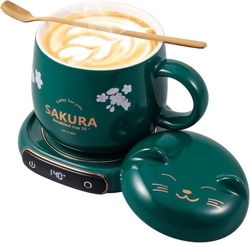 Bsigo Smart Coffee Mug Warmer & Cute Cat Mug Set, Beverage Cup Warmer for Desk Home Office, Candle Warmer Plate for Milk Tea Water with Two Temperature Setting(Up to 140℉/ 60℃), 8 Hour Auto Shut Off in Kuwait
