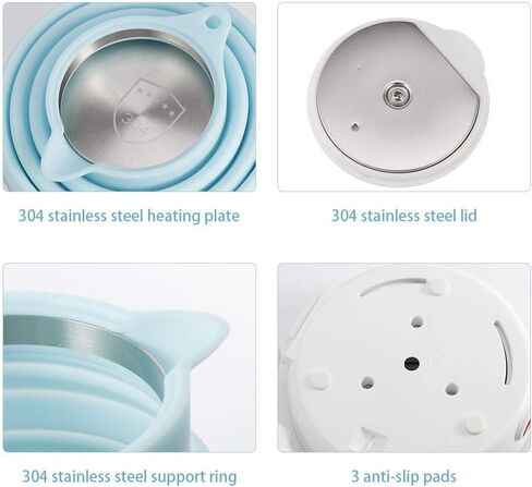 Food Grade Silicone Portable Collapsible Electric Travel Kettle | Ultrathin, 0.55L, Foldable, BPA Free, Boil-Dry Protection, 110-220V Dual Voltage, Travel Tea Kettle & Water boiler in Kuwait