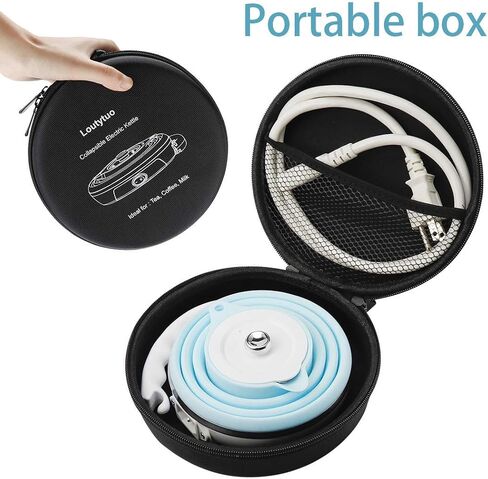 Food Grade Silicone Portable Collapsible Electric Travel Kettle | Ultrathin, 0.55L, Foldable, BPA Free, Boil-Dry Protection, 110-220V Dual Voltage, Travel Tea Kettle & Water boiler in Kuwait