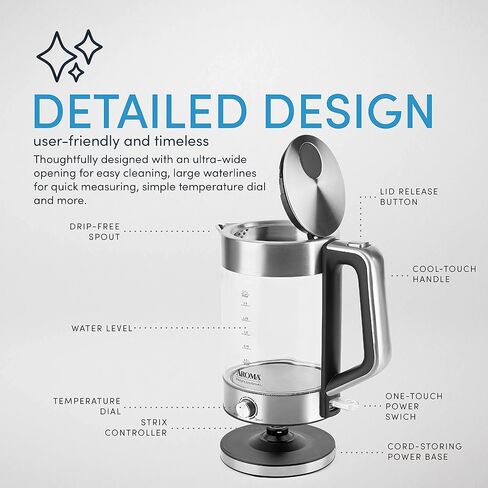 اروما هاوسوير غلاية مياه كهربائية، 1.7 لتر، ستانلس ستيل، (AWK-165M) in Kuwait