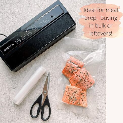 أكياس فراغ السدادة للأغذية| 50 كيسًا من أكياس المكنسة الكهربائية المقطعة مسبقًا للطهي بالفيديو | أكياس تخزين مقاس 8 × 12 بوصة لـ GERYON وجميع أدوات منع تسرب الهواء | درجة تجارية، خالية من البيسفينول أ، شديدة التحمل، رائعة لتخزين العطلات، وإعداد الوجبات in Kuwait
