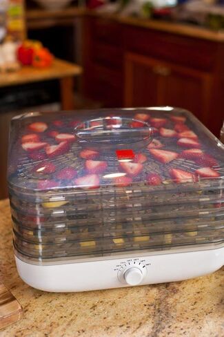 Ronco Turbo EZ-Store 5-Tray Dehydrator with Convection Air Flow, Food Preserver Adjustable Temperature Control, Quiet Operation, for Jerky, Fruits, Vegetables, Herbs, White in Saudi Arabia