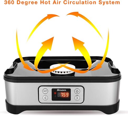 آلة تجفيف الطعام Homdox، مجففات للأغذية والمتشنجة مع ورقة لف الفاكهة + 8 صواني + مؤقت رقمي 400 واط والتحكم في درجة الحرارة (95 درجة فهرنهايت - 158 درجة فهرنهايت)، أحمر خالٍ من مادة BPA (أحدث 2023) in Kuwait