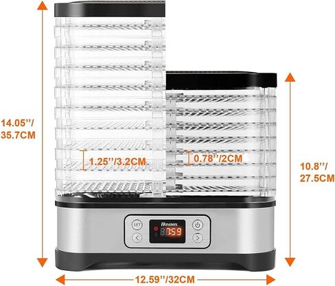 آلة تجفيف الطعام Homdox، مجففات للأغذية والمتشنجة مع ورقة لف الفاكهة + 8 صواني + مؤقت رقمي 400 واط والتحكم في درجة الحرارة (95 درجة فهرنهايت - 158 درجة فهرنهايت)، أحمر خالٍ من مادة BPA (أحدث 2023) in Kuwait