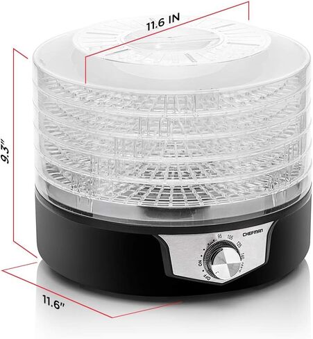 Chefman 5-Tray Food Dehydrator, 11.4-Inch Transparent Trays, Adjustable Temperature Control, Easily Create Dried Snacks For The Family, Prepare Fruits, Jerky, Vegetables, Meats, & Herbs in Saudi Arabia