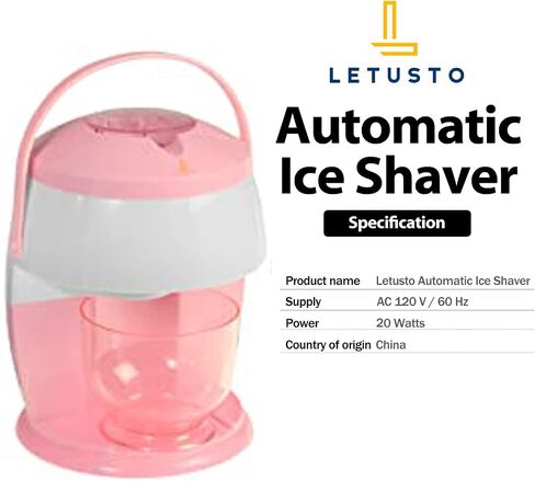 Letusto Shaved Ice Maker - Slushie Machine Use Normal Refrigerator Ice Cubes, with Stainless Steel Blades for Snow Cone, Cocktails and Snow Flakes, Bingsu Ice Shaver (Pink) in Saudi Arabia