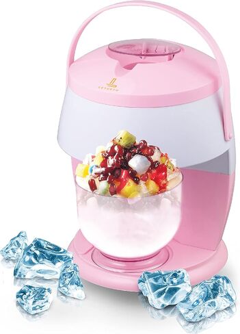 Letusto Shaved Ice Maker - Slushie Machine Use Normal Refrigerator Ice Cubes, with Stainless Steel Blades for Snow Cone, Cocktails and Snow Flakes, Bingsu Ice Shaver (Pink) in Saudi Arabia