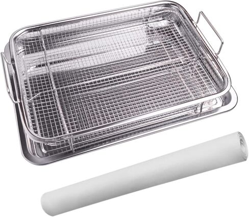 سلة مقلاة هوائية من الستانلس ستيل للفرن من اف اكس تي ان كيه واي واي، مجموعة سلة مقلاة هوائية مع 50 قطعة من ورق البرشمان، مقلاة هوائية مع صينية ومقلاة in Kuwait