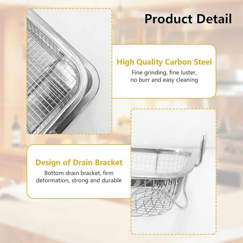 سلة مقلاة هوائية من الستانلس ستيل للفرن من اف اكس تي ان كيه واي واي، مجموعة سلة مقلاة هوائية مع 50 قطعة من ورق البرشمان، مقلاة هوائية مع صينية ومقلاة in Kuwait