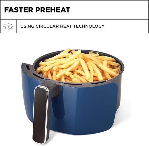 مقلاة هوائية يدوية Crux 3.7QT، تسخين مسبق أسرع، قلي بدون زيت، وجبة سريعة صحية مطبوخة بالتساوي في كل مرة، مقلاة غير لاصقة آمنة للاستخدام في غسالة الأطباق وصينية مقرمشة لسهولة التنظيف، ستانلس ستيل/أزرق in Saudi Arabia