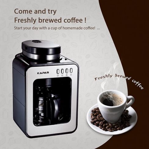 KAPAS Mini Automatic Coffee Machine With Grinding Function, Programmable Timer Mode and Keep Warm Plate, 0.6L Capacity, 600W in Saudi Arabia