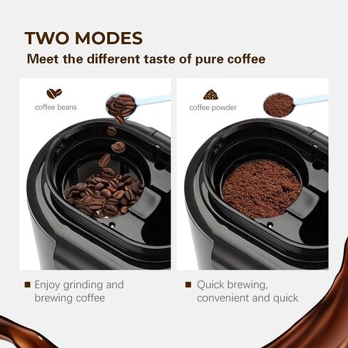 KAPAS Mini Automatic Coffee Machine With Grinding Function, Programmable Timer Mode and Keep Warm Plate, 0.6L Capacity, 600W in Saudi Arabia