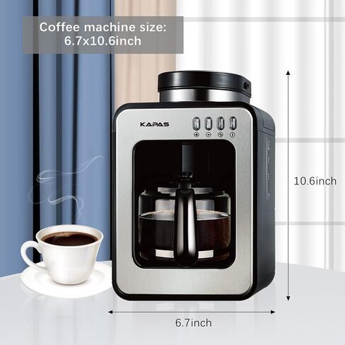 KAPAS Mini Automatic Coffee Machine With Grinding Function, Programmable Timer Mode and Keep Warm Plate, 0.6L Capacity, 600W in Saudi Arabia